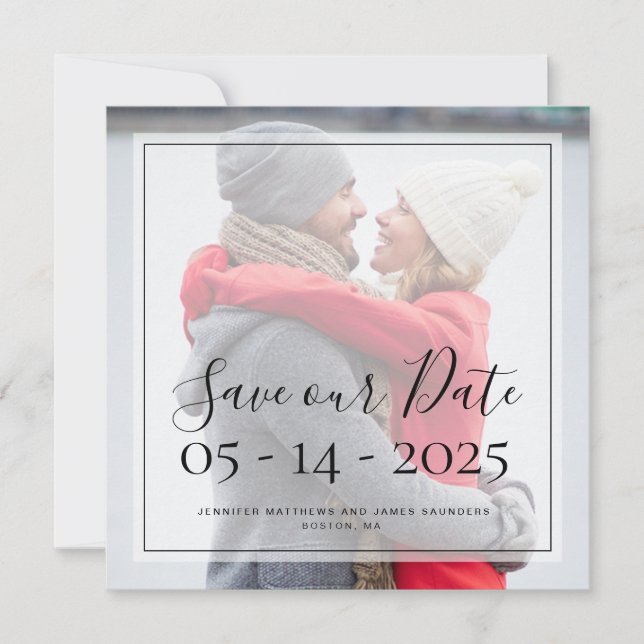 Invitation Date de sauvegarde de photo personnalisée simple e (Devant)
