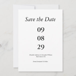 Invitation Date Gras Minimaliste Mariage Enregistrer la Date