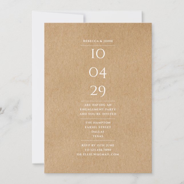 Invitation Date spéciale Moderne Simple Engagement Party Russ (Devant)