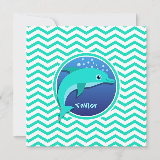 Invitation Dauphin ; Aqua Green Chevron (Devant)