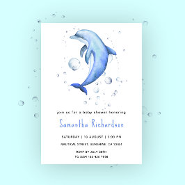 Invitation Dauphin d'aquarelle sous le Baby shower marin