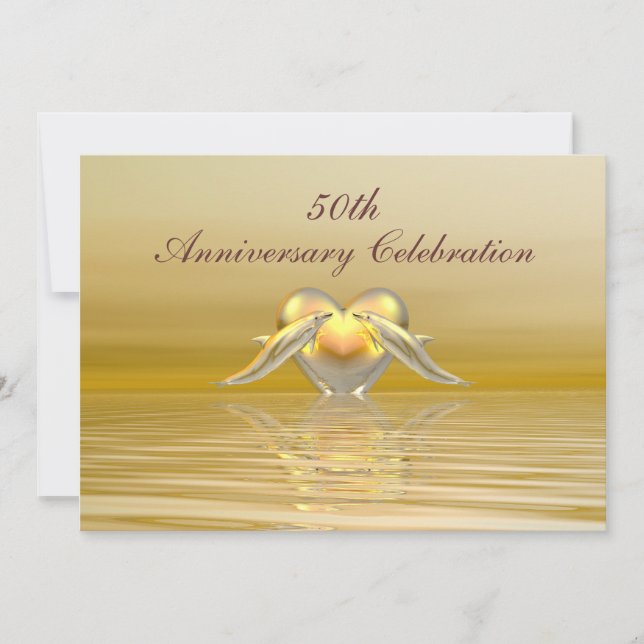 Invitation Dauphins et Cœur de jubilé d'or (Devant)