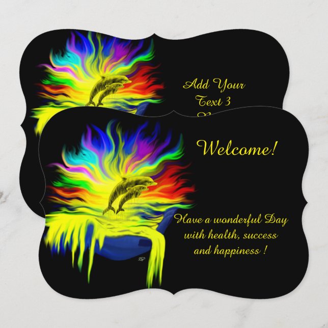 Invitation Dauphins sous le soleil, Ajouter votre texte (Devant / Derrière)