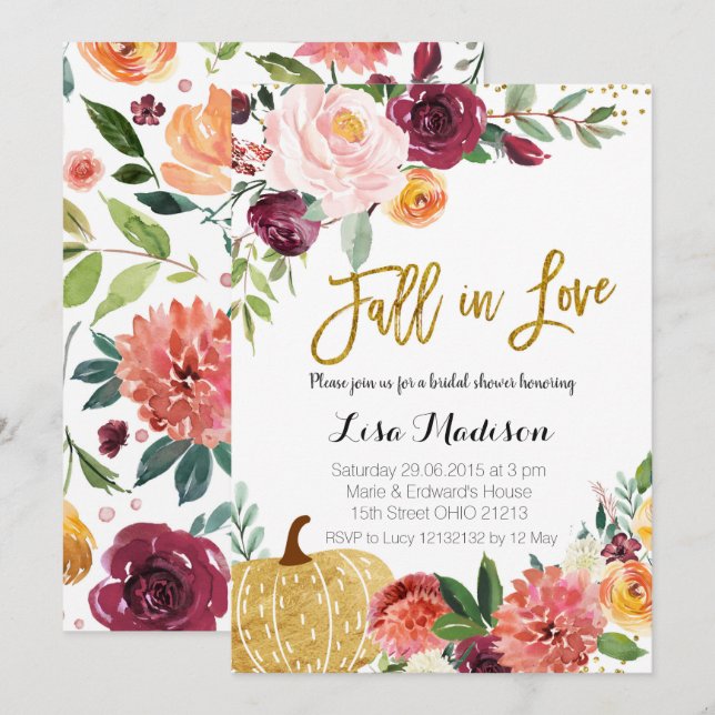 Invitation d'automne à l'amour pour Marsala à la c (Devant / Derrière)