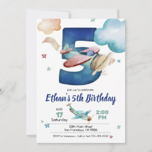 Invitation d'avion 5e anniversaire - Thème d'avion