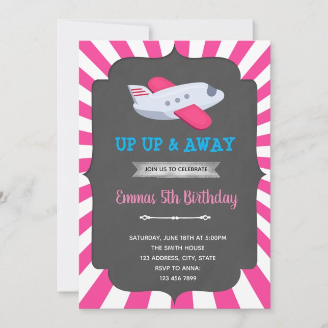 Invitation d'avion de fille (Devant)
