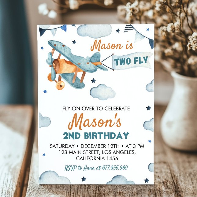 Invitation d'avion vintage 2e anniversaire (Créateur téléchargé)