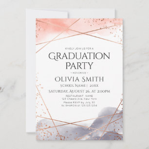 Invitation Dawn Watercolor Fête de graduation géométrique