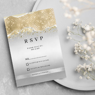 Invitation Dazzling argent et or scintille paillettes RSVP