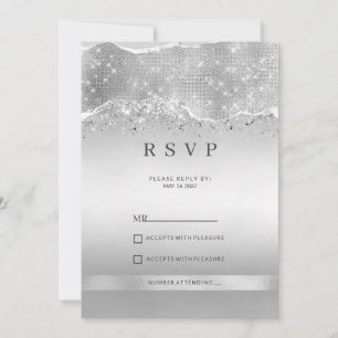 Invitation Dazzling sparkle argent paillettes RSVP