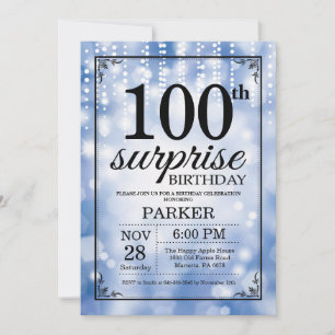 Invitation de 100e anniversaire surprise paillette
