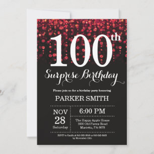 Invitation de 100e anniversaire surprise paillette