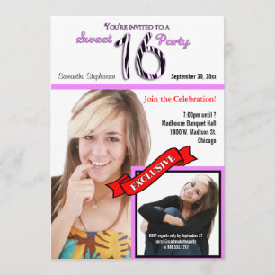 Invitation de 16 fêtes de style magazine personnal