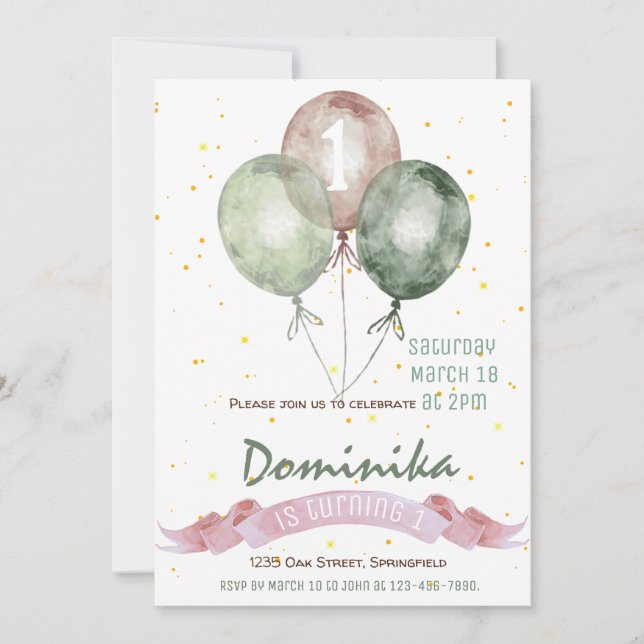invitation de 1er anniversaire, fête d'anniversair (Devant)
