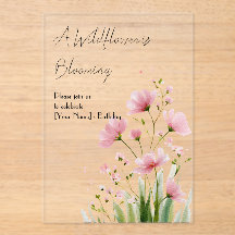Invitation de 1er anniversaire Fleur sauvage aquar