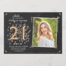 invitation de 21e anniversaire surprise Chalkboard