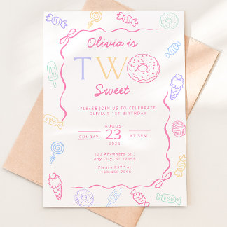 Invitation de 2e anniversaire Two Sweet Candy Land
