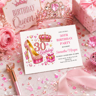 Invitation de 30 ans d'anniversaire Glam Pink Gold