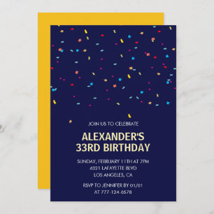 Invitation de 33e anniversaire Hommes Confetti Mod