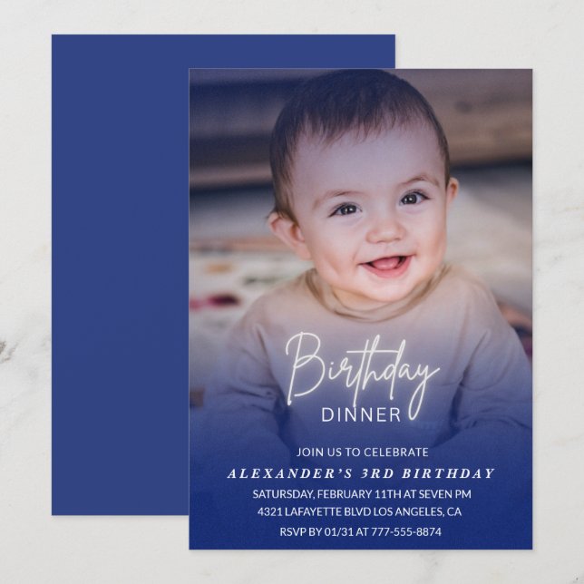 Invitation de 3e anniversaire Anniversaire Dîner P (Devant / Derrière)