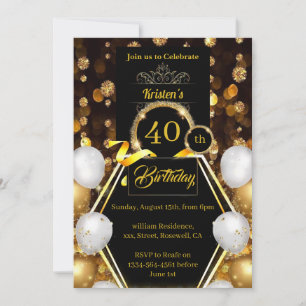 Invitation de 40e anniversaire Gold et Black