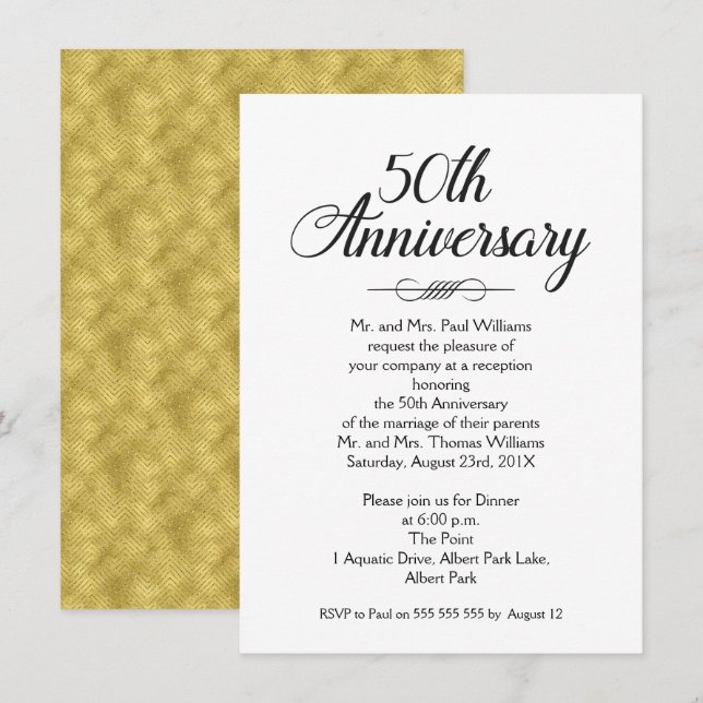 Invitation de 50e anniversaire de mariage en calli (Devant / Derrière)