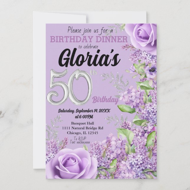 Invitation de 50e anniversaire Lavender violet (Devant)