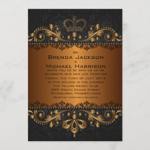 Invitation de 5 po x 7 po    Vintage Golden Mariag