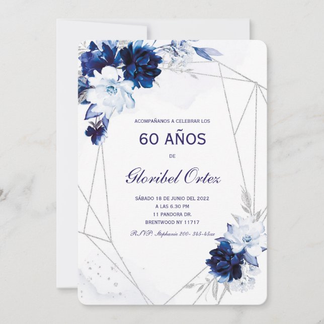 Invitation de 60 Ans Femme (Devant)