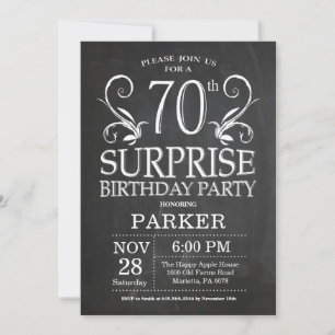 Invitation de 70e anniversaire surprise sur tablea