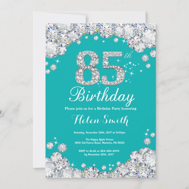 Invitation de 85e anniversaire Diamant Turquoise e (Devant)