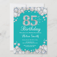 Invitation de 85e anniversaire Diamant Turquoise e