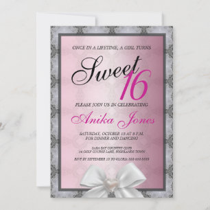 Invitation de anniversaire 16 ans Elegant Sparkle