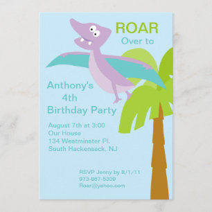 Invitation de Anniversaire de enfant de Pterodacty
