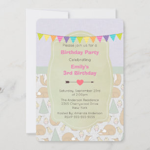 Invitation de anniversaire fantaisiste Fox, Oiseau