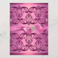 Invitation de anniversaire Sweet16 Rose Pâle Damas