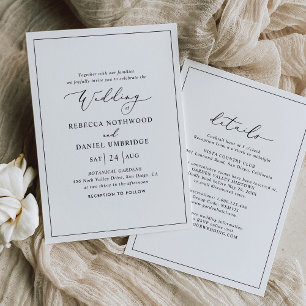 Invitation de B&W minimaliste tout-en-un Mariage