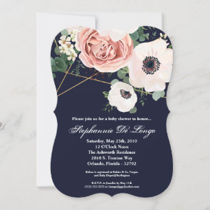 Invitation de Baby shower 5x7 Geometry Garden Navy