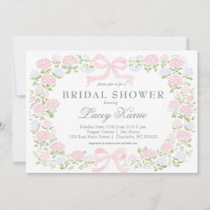 Invitation de baby shower à fleurs roses,