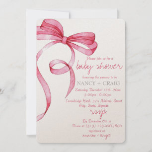 Invitation de Baby shower à la bow rose EDITABLE