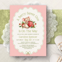 Invitation de Baby Shower à la Fraise Sucrée
