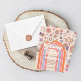 Invitation de baby shower à l'aquarelle rétro groo