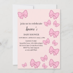 Invitation de Baby Shower à l'arc en ciel rose Coq