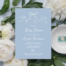 Invitation de Baby shower à main bleue Dusty