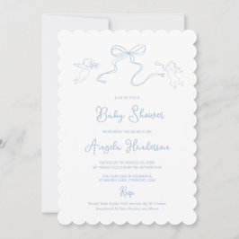 Invitation de Baby shower à main bleue Dusty