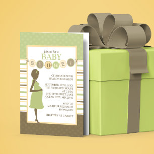 Invitation de Baby shower à rayures mignonnes