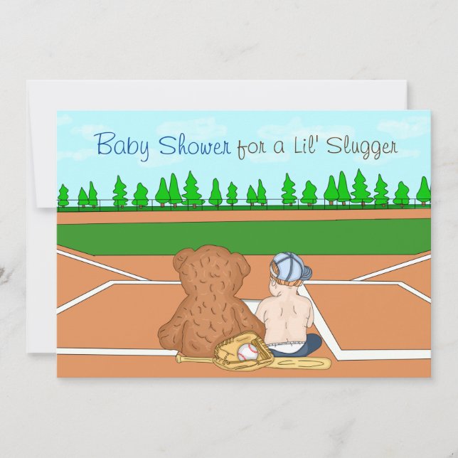 Invitation de Baby shower à thème de baseball garç (Devant)