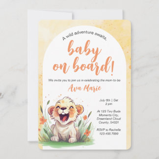Invitation de Baby shower à thème Lion