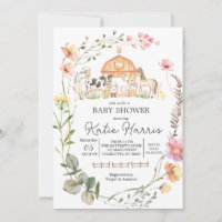 Invitation de Baby shower agricole fleur sauvage