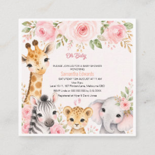 Invitation de Baby Shower Animaux de Safari Floral